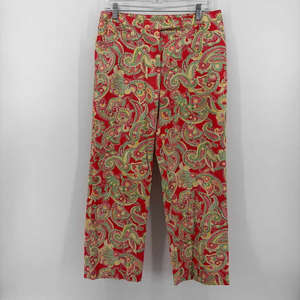 Jones New York Womens 6 Multicolor Paisley Straight Leg Cotton Stretch‎ Pants